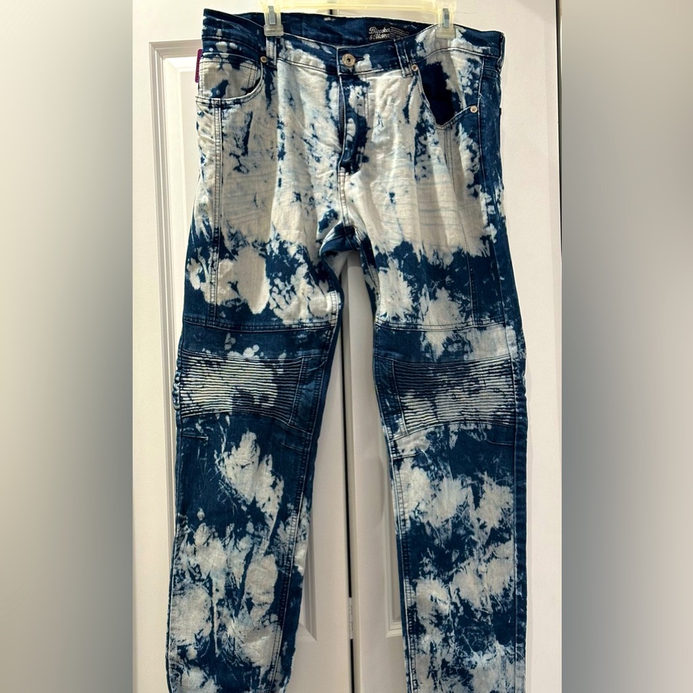 Bleecker and Mercer TAPER FIT BLEACH SPLATTER MOTTOJEANS BLUE-38/34 MINT